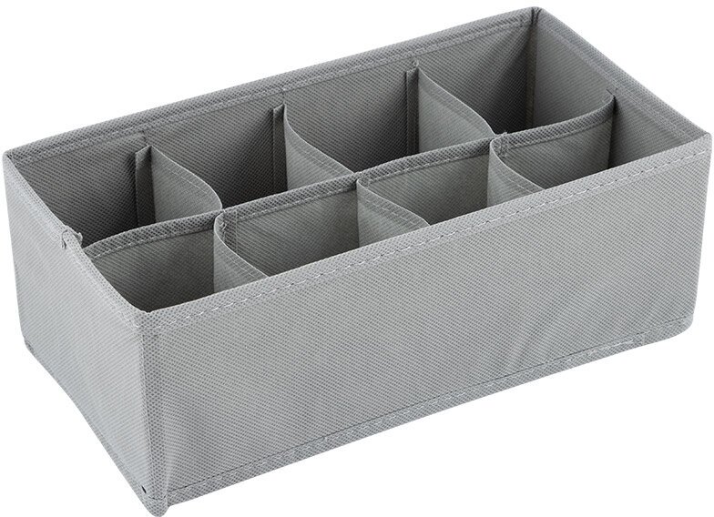 фото Коробка для хранения на 8 ячеек, 28х14,5х10 см, цвет серый