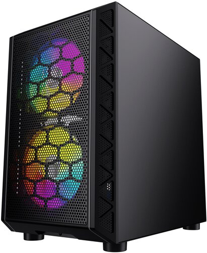 Powercase Корпус Mistral Micro H3B V2, Tempered Glass, 2x 140mm + 1х ...