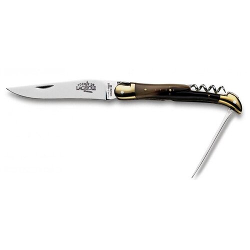 фото Нож складной 11 см, штопор, шило, 2,0 латунные митры, рукоятка из кончика рога, laguiole