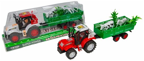Игрушка машинка Трактор с прицепом, Ферма с аксессуарами, животные в комплекте, 1035-27