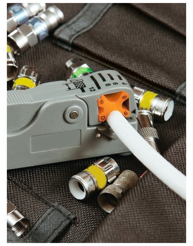 Клещи КЗ-К, зачистка коаксиального кабеля RG-58/59/6/SAT, регулируемые ножи, «МастерЭлектрик» TDM - фотография № 6