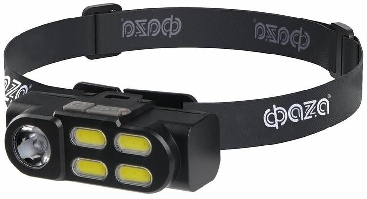 фото Фонарь аккумуляторный налобный AccuFH6-4COB/L3W 3Вт XPE+4 COB аккум. 18650 1200мАч ближн./дальн. свет 4 режима IP20 ФАZА 5044760