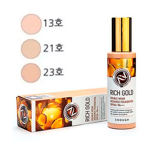 Тональная основа с золотом [Enough] Rich Gold Double Wear Radiance Foundation SPF50+ PA+++