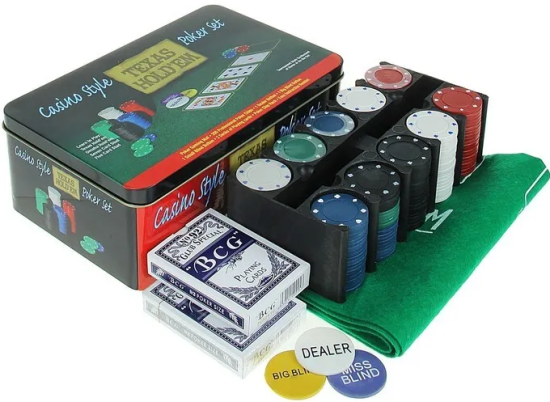 Набор для покера Sima Land (карты 2 колоды, фишки 200 шт.), без номинала, 60 х 90 см, микс