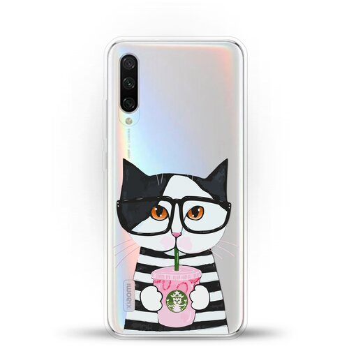 фото Силиконовый чехол кот в очках на xiaomi mi cc9e andy & paul