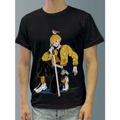 фото Футболка мужская черная из хлопка с dtf принтом аниме demon slayer клинок рассекающий демонов демон слеер зеницу агацума - 101 будь на стиле