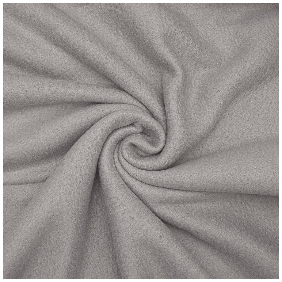 Ткань флис однотонный для рукоделия двухсторонний серый 160х300 см, плотность 180 гр/кв. м