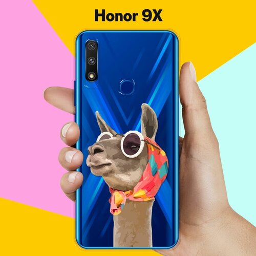 Силиконовый чехол Лама в очках на Honor 9X силиконовый чехол на honor 9x хонор 9x роза в краске