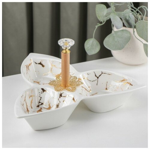 Менажница керамическая 3 ячейки Марбл 160 мл 2532345 см цвет белый 2091₽