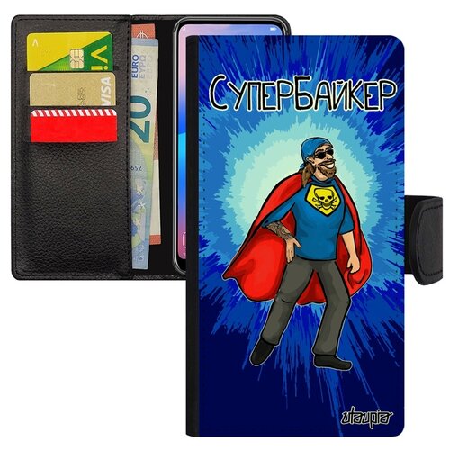 фото Чехол-книжка для телефона xiaomi mi 8, "супербайкер" комичный мотард utaupia