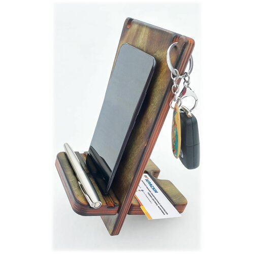 фото Подставка органайзер деревянная под телефон, планшет, книгу v-art