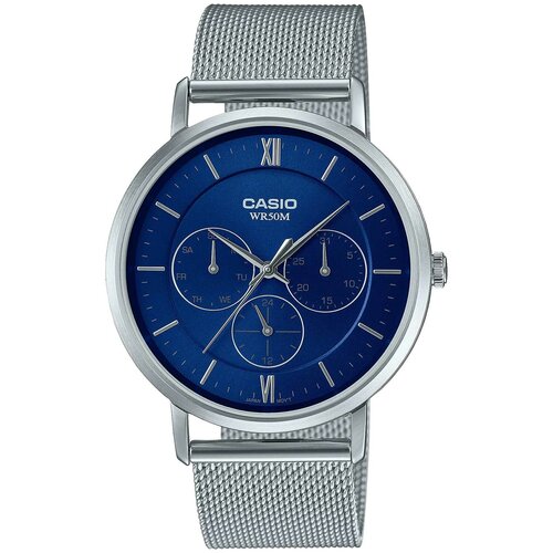 Наручные часы CASIO Collection MTP-B300M-2A, серебряный, синий men s free custom personalize engrave name love info stainless steel id bar bracelets for women with adjustable leather jewelry