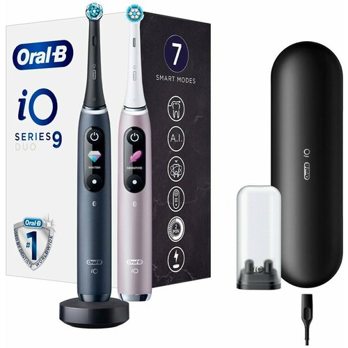  вибрационная зубная щетка Braun ORAL-B iO Series 9 Duo, черный/розовый