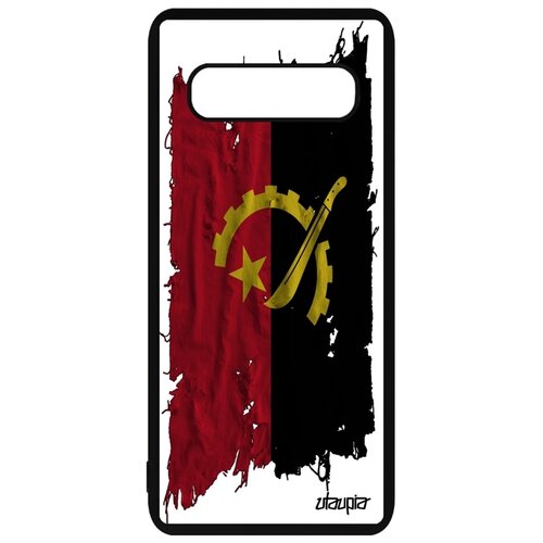 фото Чехол для мобильного samsung galaxy s10 plus, "флаг анголы на ткани" государственный патриот utaupia
