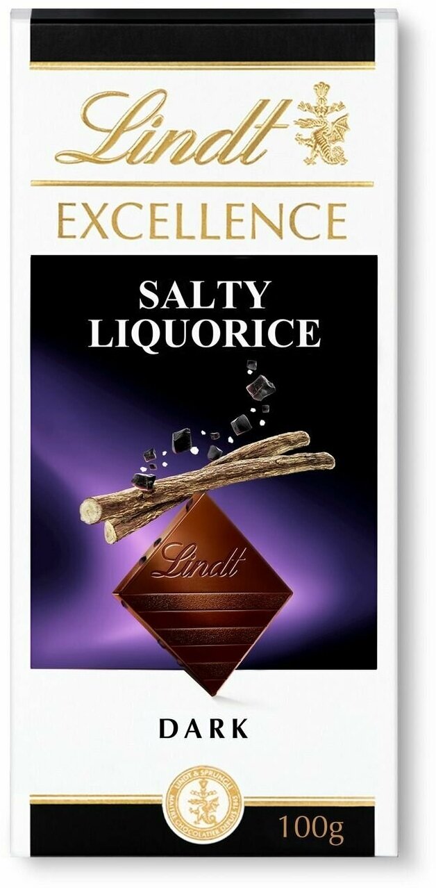 Lindt Excellence Salty Licorice темный шоколад соленая лакрица, 100 г (Из Финляндии)