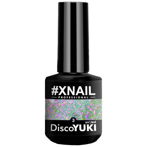 Светоотражающий гель лак XNAIL DISCO YUKI с хлопьями юки, 15 мл, №03