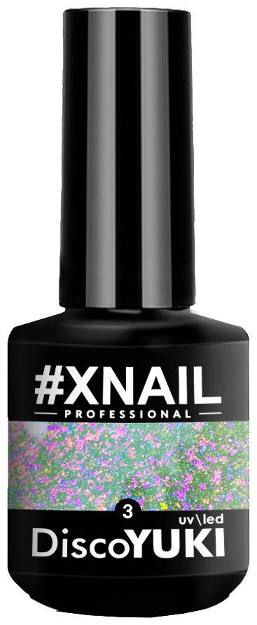 Светоотражающий гель лак XNAIL DISCO YUKI с хлопьями юки, 15 мл, №03