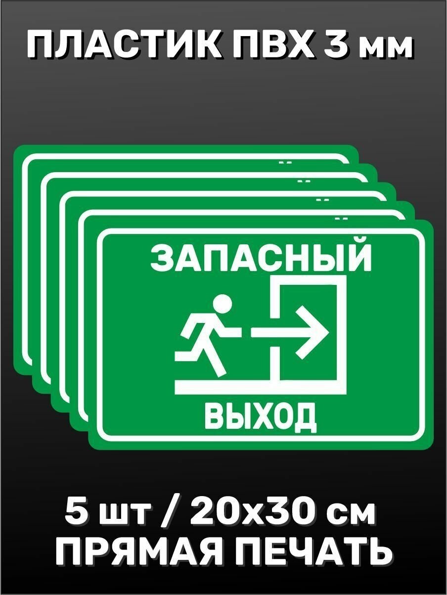 Информационная табличка на дверь - Запасный выход 20х30 см 5шт