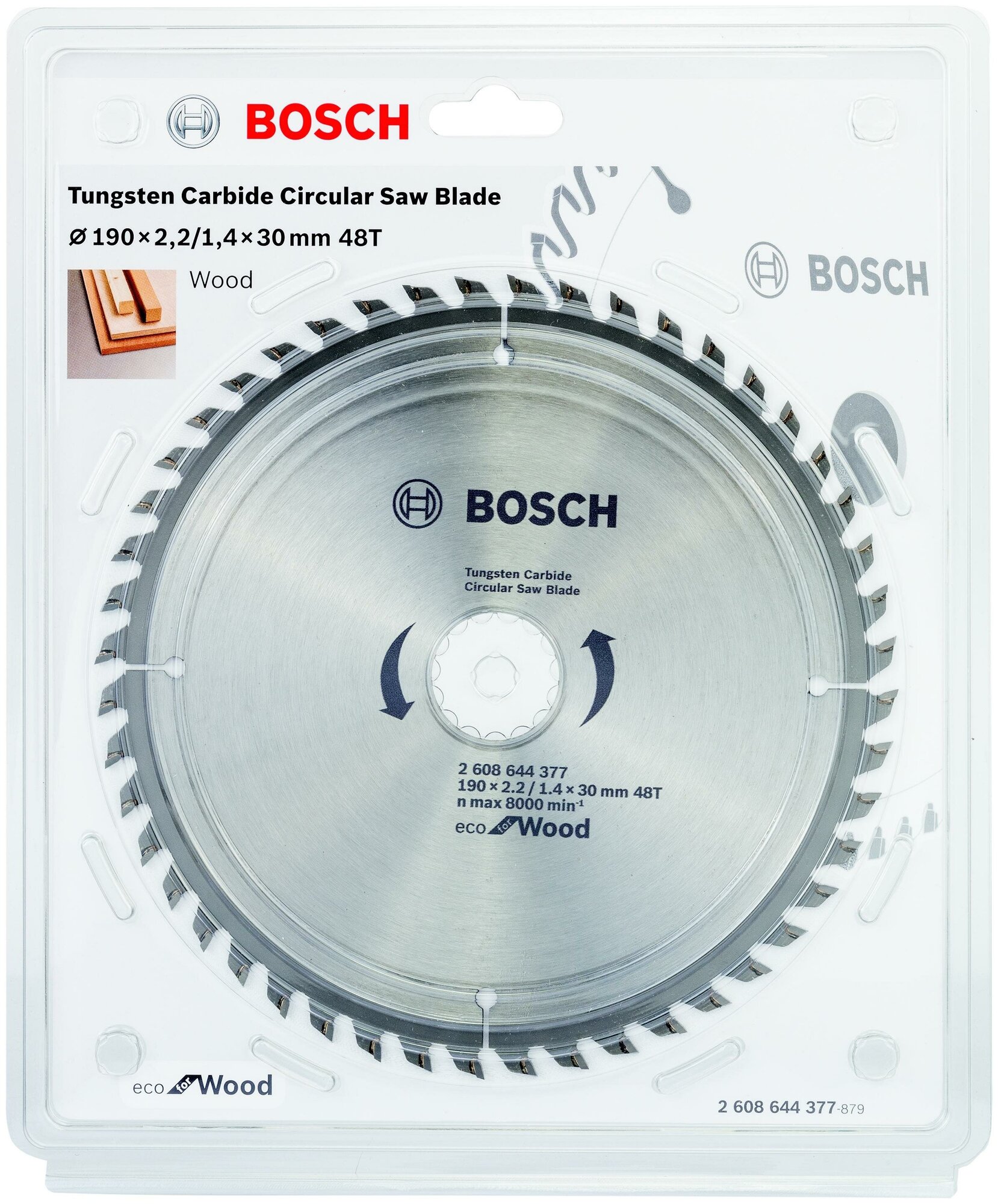 Диск пильный 190x30 мм 48 зуб BOSCH по дереву Eco for wood