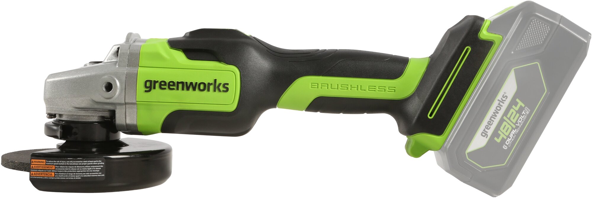Машина шлифовальная Greenworks GD24AG угловая, аккумуляторная, бесщёточная - фото №16