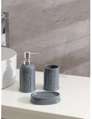 SAVANNA Набор аксессуаров для ванной комнаты SAVANNA «Бэкки», 3 предмета (мыльница, дозатор для мыла 400 мл, стакан), цвет серо-голубой