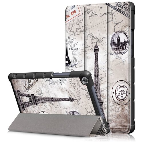 Чехол IT BAGGAGE для планшета Huawei Mediapad M5 lite 8" серый с рисунком Париж
