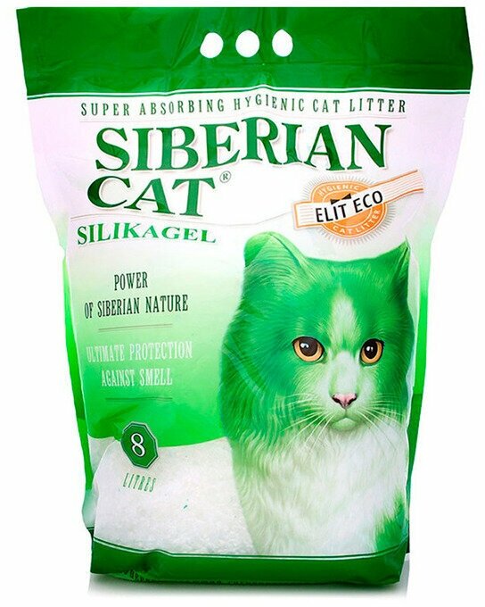 Наполнитель Сибирская кошка Элита ЭКО силикагель (зелёный), 4 литра
