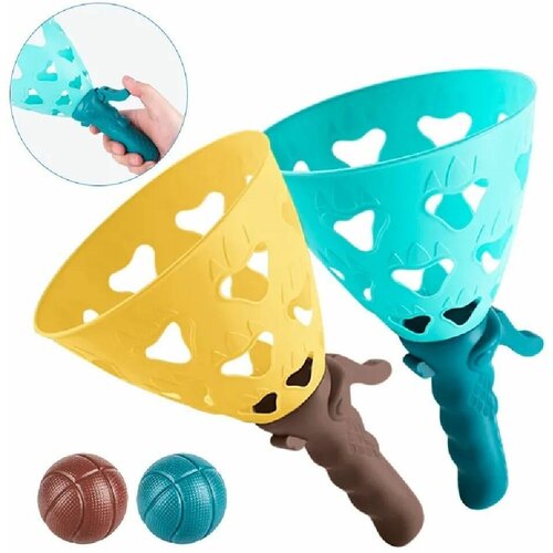 Подвижная игра на улице для детей Поймай мяч мячеловка Ловушка 2 корзинки с ручкой и 3 шарика 739₽