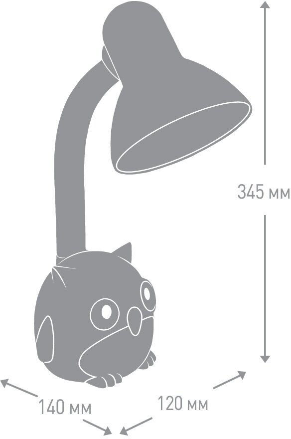 серый (Светильник настольный, "Сова", 230В, 40Вт, E27), CAMELION KD-380 C09 (1 шт.) - фотография № 2