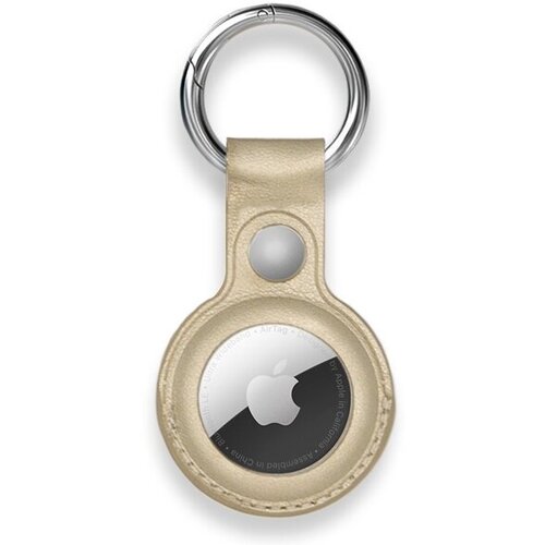 кожаный брелок для airtag apple с кольцом для ключей цвета сиреневая глициния Чехол-брелок для AirTag Золотой