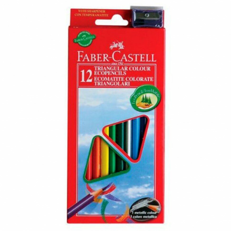 Карандаши цветные Faber-Castell Eco с точилкой 12 шт. - фото №7