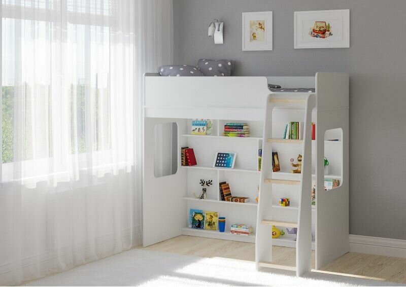 фото Кровать чердак Легенда C601.2 белый 190х80