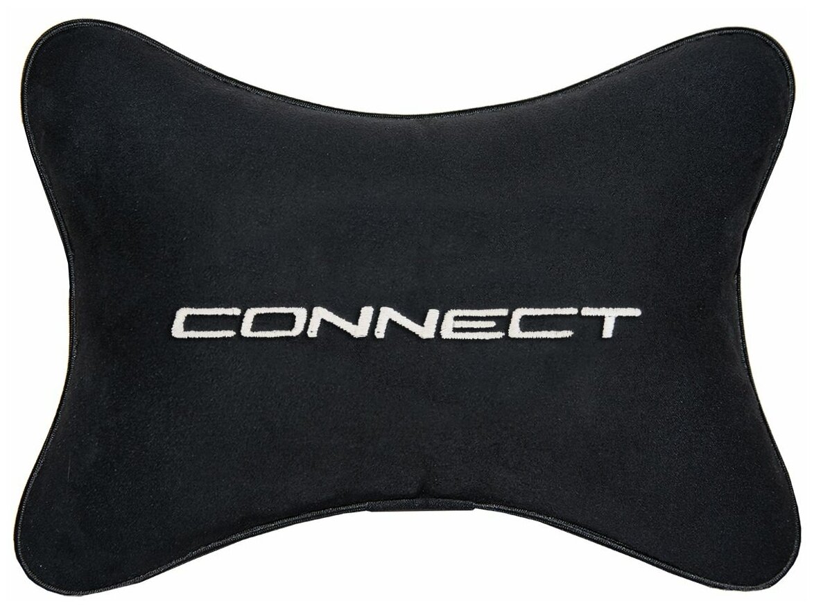 Автомобильная подушка на подголовник алькантара Black с логотипом автомобиля FORD CONNECT