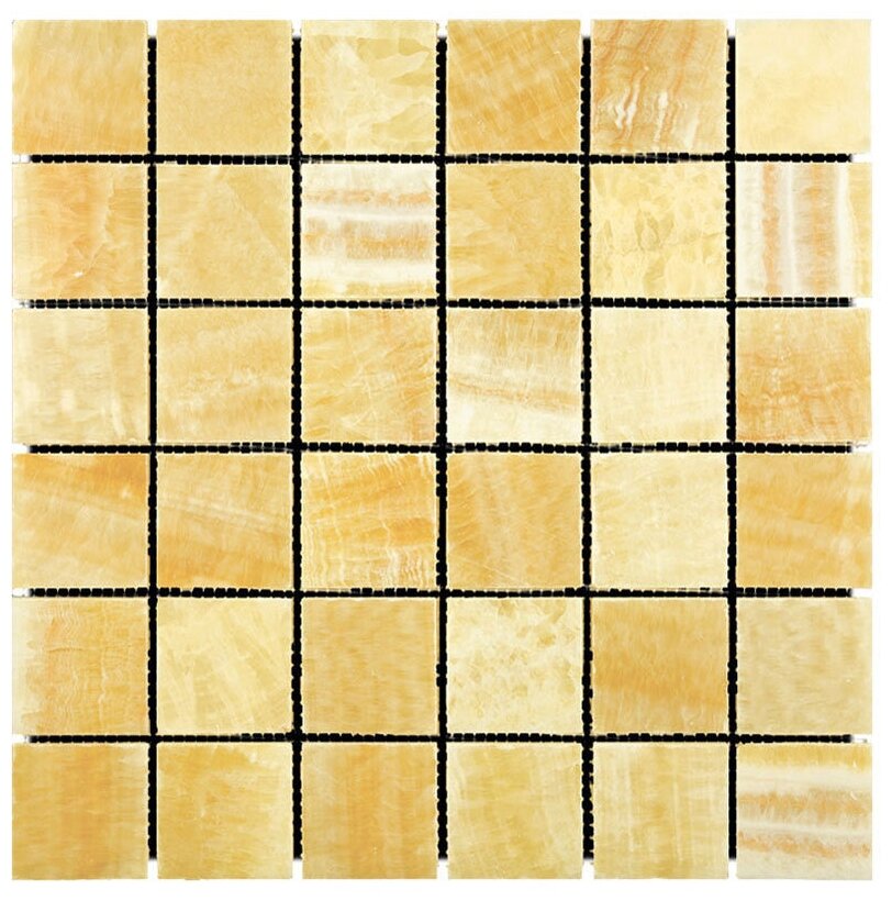 Мозаика Natural M073-48P из глянцевого оникса размер 30.5х30.5 см чип 48x48 мм толщ. 10 мм площадь 0.093 м2 на сетке