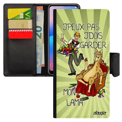 фото Чехол-книжка для смарфона p30 lite, "не могу - у меня лама!" комикс прикол utaupia