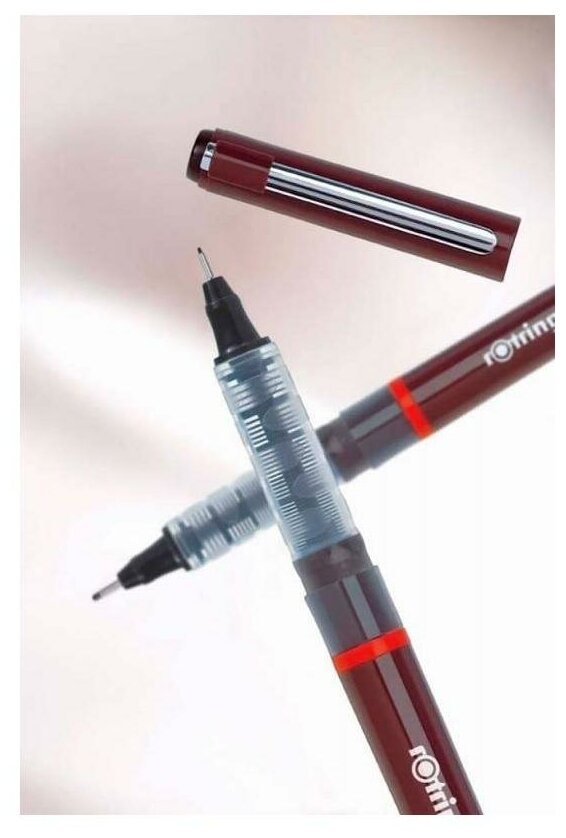 Ручка для черчения Rotring Tikky Graphic 0.7мм черн.:черные корпус бордовый - фото №2