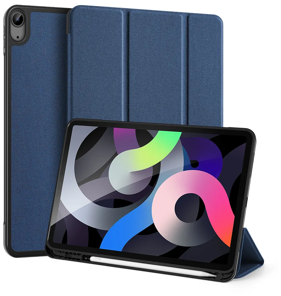 Чехол премиальный для планшета Apple iPad Air 4 (2020) / iPad Air 5 (2022) с местом для стилуса, темно-синий
