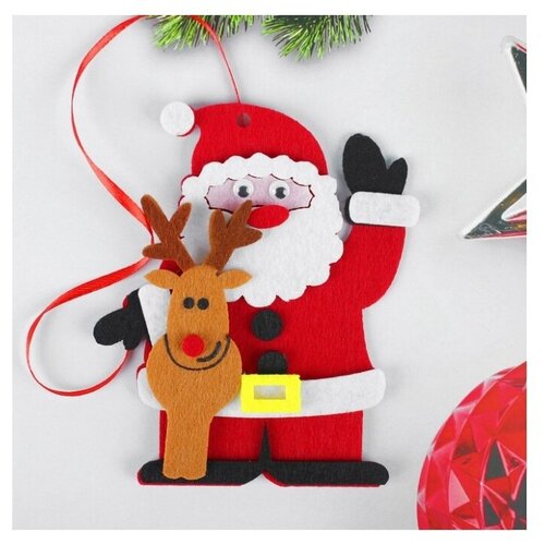 Купить Набор для творчества - создай елочное украшение из фетра Дед мороз с оленем 4298796, Сима-ленд