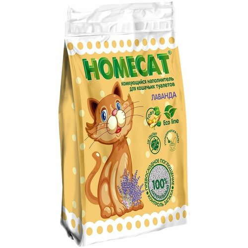 HOMECAT Ecoline Лаванда 12 л комкующийся наполнитель для кошачьих туалетов с ароматом лаванды 3 шт
