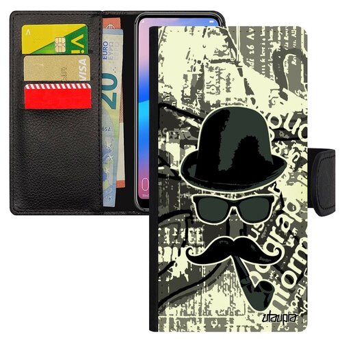 фото Чехол книжка для мобильного galaxy a50, "мистер усы" стиль чарли utaupia