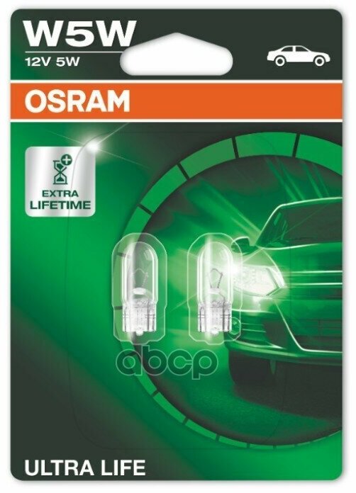 Комплект Ламп W5w 12V 5W W2.1x9.5d Ultra Life 4 Года Гарантии 2Шт.(1К-Т) Osram арт. 2825ULT02B