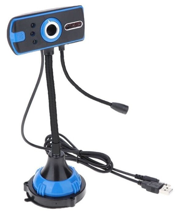 Веб-камера VGA Q20 с внешним микрофоном, черно-синяя