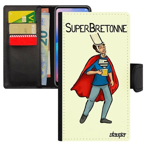 фото Чехол книжка на мобильный apple iphone 6 6s plus, "супербретонка" комикс супергерой utaupia