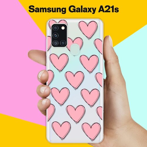 Силиконовый чехол Узор из сердец на Samsung Galaxy A21s