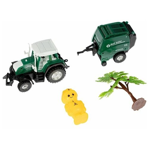 фото Набор пластм. 3 предмета, трактор с прицепом и дерево, рас 5,5 3,5 см, серия минимания, арт. m7729 yako