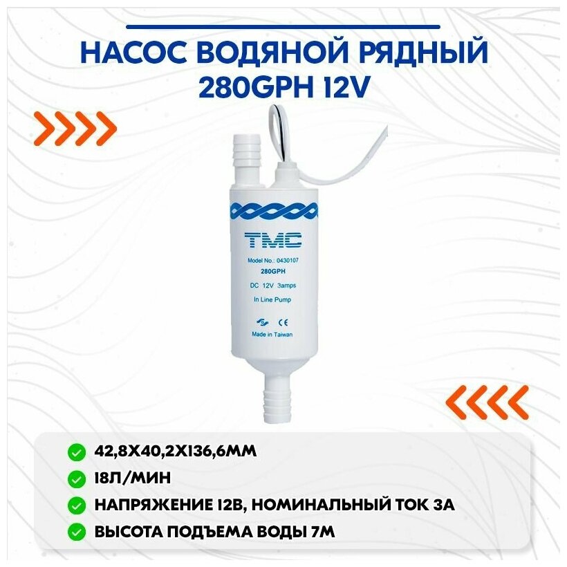 Насос водяной рядный 280GPH 12V