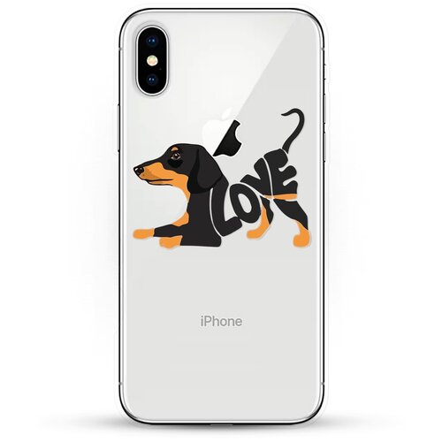 фото Силиконовый чехол такса love на apple iphone xs max andy & paul