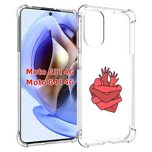 Чехол MyPads сердце из ручек для Motorola Moto G31 4G / G41 4G задняя-панель-накладка-бампер