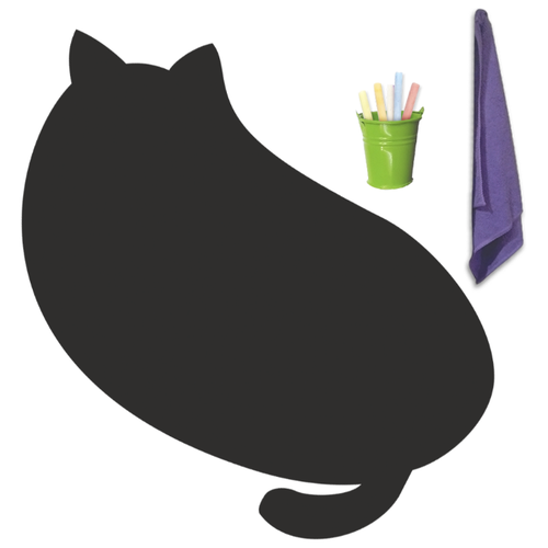 фото Магнитная меловая доска doski4you "кот №3" для рисования на холодильник, комплект / детская грифельная мел
