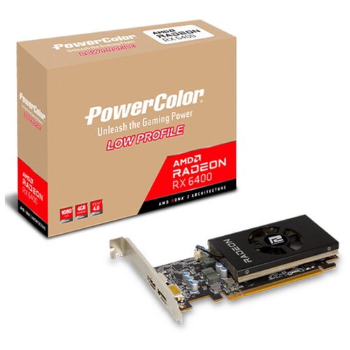 Видеокарта PowerColor AMD RX 6400 4096 16000 64 RTL (AXRX 6400 LP 4GBD6-DH)